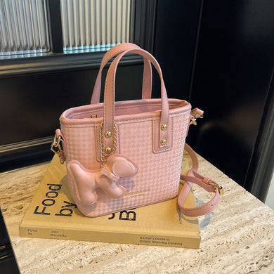 BZB5601手提粉色小包包女士2024新款潮百搭單肩斜挎包韓國小眾質感水桶包
