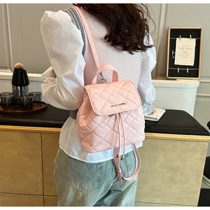 BSS26611菱格绣线小包包2024新款包包女夏季双肩包迷你小书包休闲旅行背包