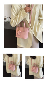 BZB5601手提粉色小包包女士2024新款潮百搭單肩斜挎包韓國小眾質感水桶包