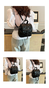 BSS26611菱格绣线小包包2024新款包包女夏季双肩包迷你小书包休闲旅行背包