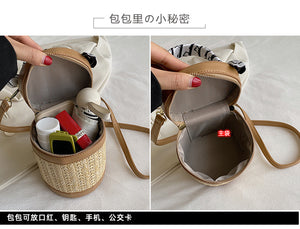 BBWYP8012今年流行包包女包2024新款小眾設計泰國斜挎包編織草編手提水桶包