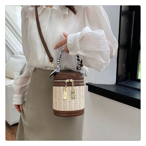 BBWYP8012今年流行包包女包2024新款小眾設計泰國斜挎包編織草編手提水桶包