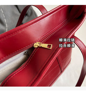 BYD6049銀色包包女大容量2024新款流行百搭質感紅色單肩包上課通勤托特包