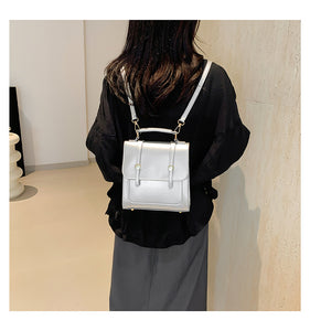 HL6601銀色雙肩包包女式2024新款潮春季時尚韓國背包學生手提旅行包書包