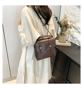 HL6601銀色雙肩包包女式2024新款潮春季時尚韓國背包學生手提旅行包書包