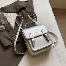 將圖片載入圖庫檢視器 BMS1899銀色包包女2024新款小眾設計時尚雙肩包手提劍橋韓版書包旅遊背包