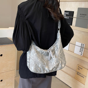 BZN907休閒大容量包包女2024新款軟面鬆弛感單肩斜挎包大學生通勤上課包