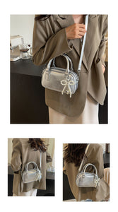 BJC9879銀色包包女夏天百搭2024新款時尚設計感小眾斜挎包女士手提小方包