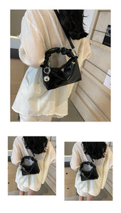 BYD7001銀色手提包包女夏天2024新款潮小眾設計時尚斜挎包質感上班小拎包