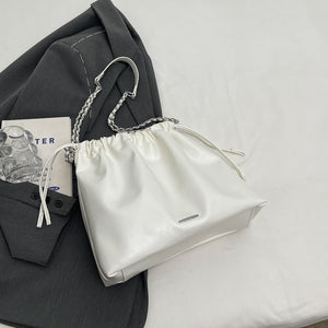 BAS729質感軟面大容量包包女士2024新款潮時尚鏈條斜挎包小眾單肩水桶包