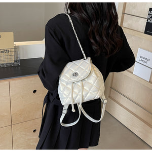 BMS7338韓國小眾迷你鏈條雙肩包女ins學生時尚休閒書包單肩包背包水桶包